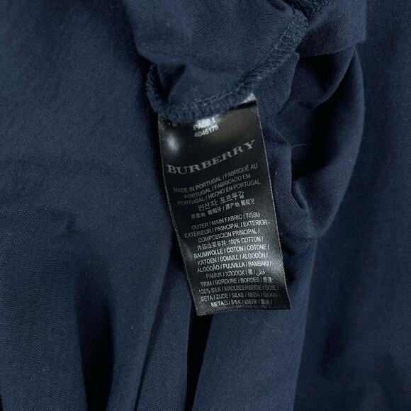 Burberry London England T Shirt Nova Check Blue Silk Pocket Size Small - Picture 5 of 9